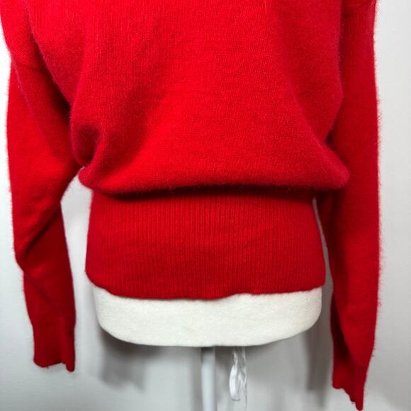 Vintage Charles Julian Red V-Neck Sweater S Lambswool Angora Blend Hong Kong - Picture 4 of 12
